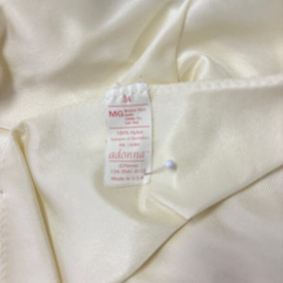 Vintage JCPenney Negligee Nightgown Slip Dress Womens Small Cream Satin Lace - Picture 10 of 10